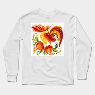 Rooster Watercolor Painting Long Sleeve T-Shirt